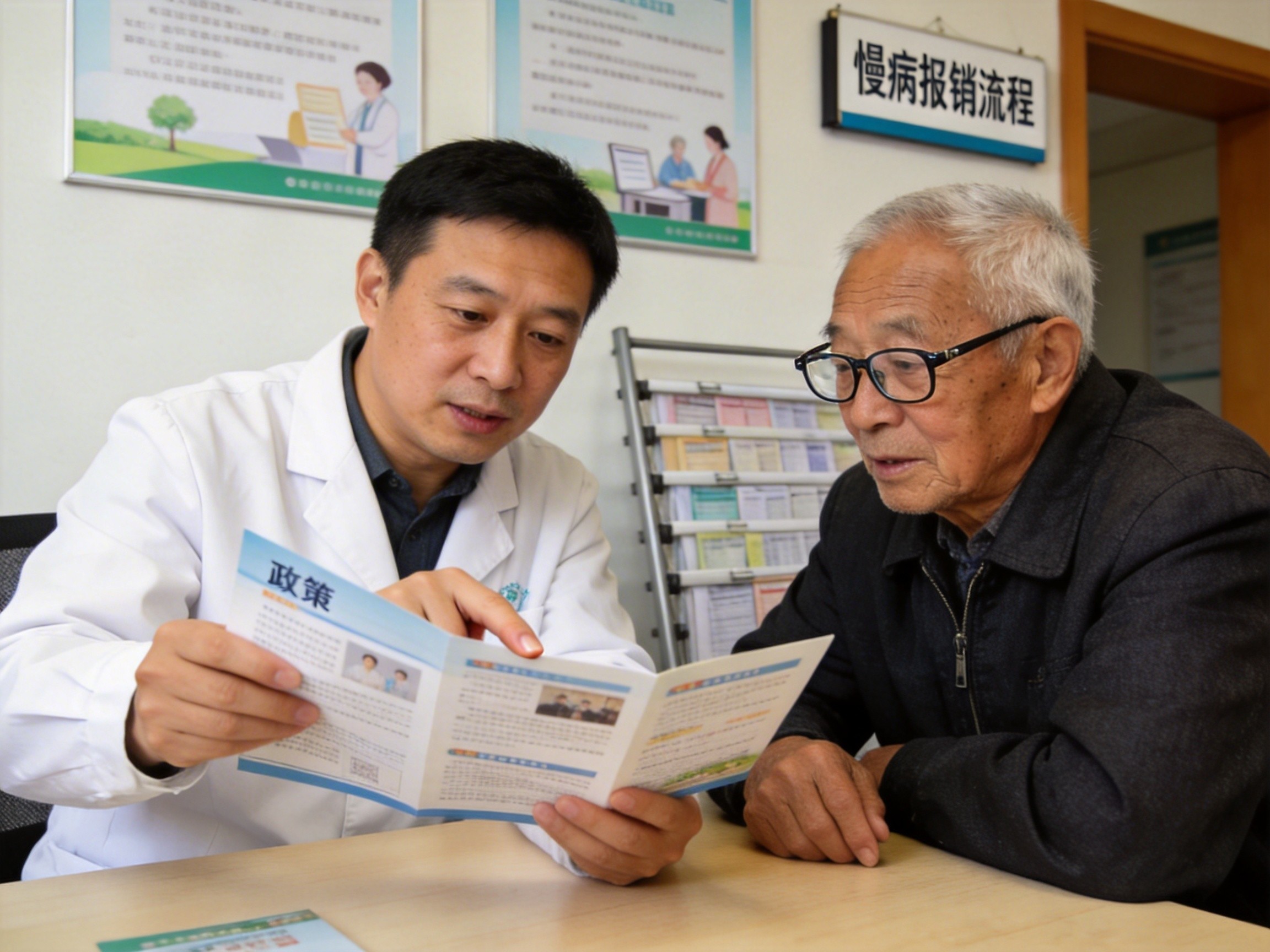基层医生向老年患者解释慢病报销政策