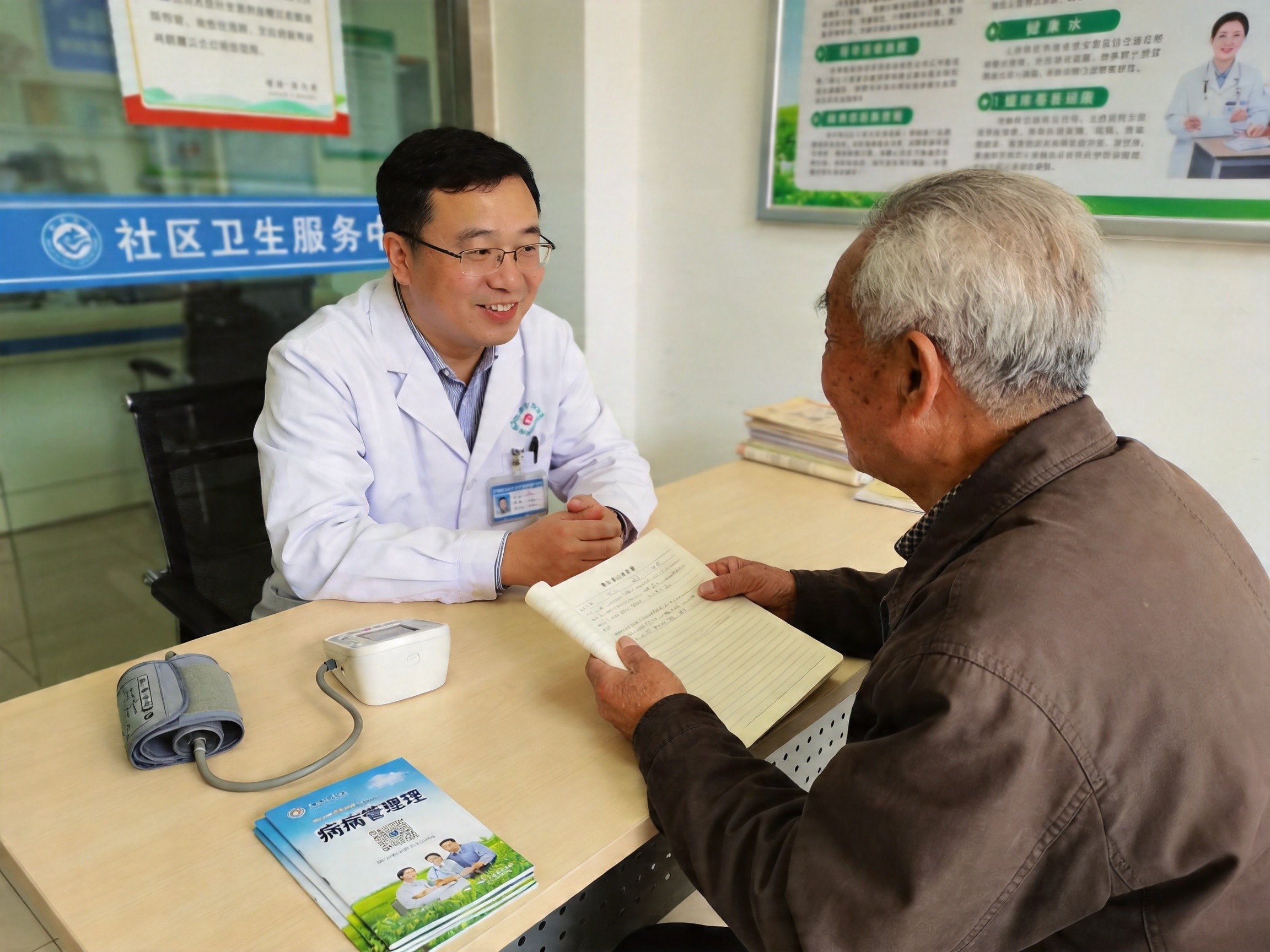 医生与患者讨论慢病管理政策