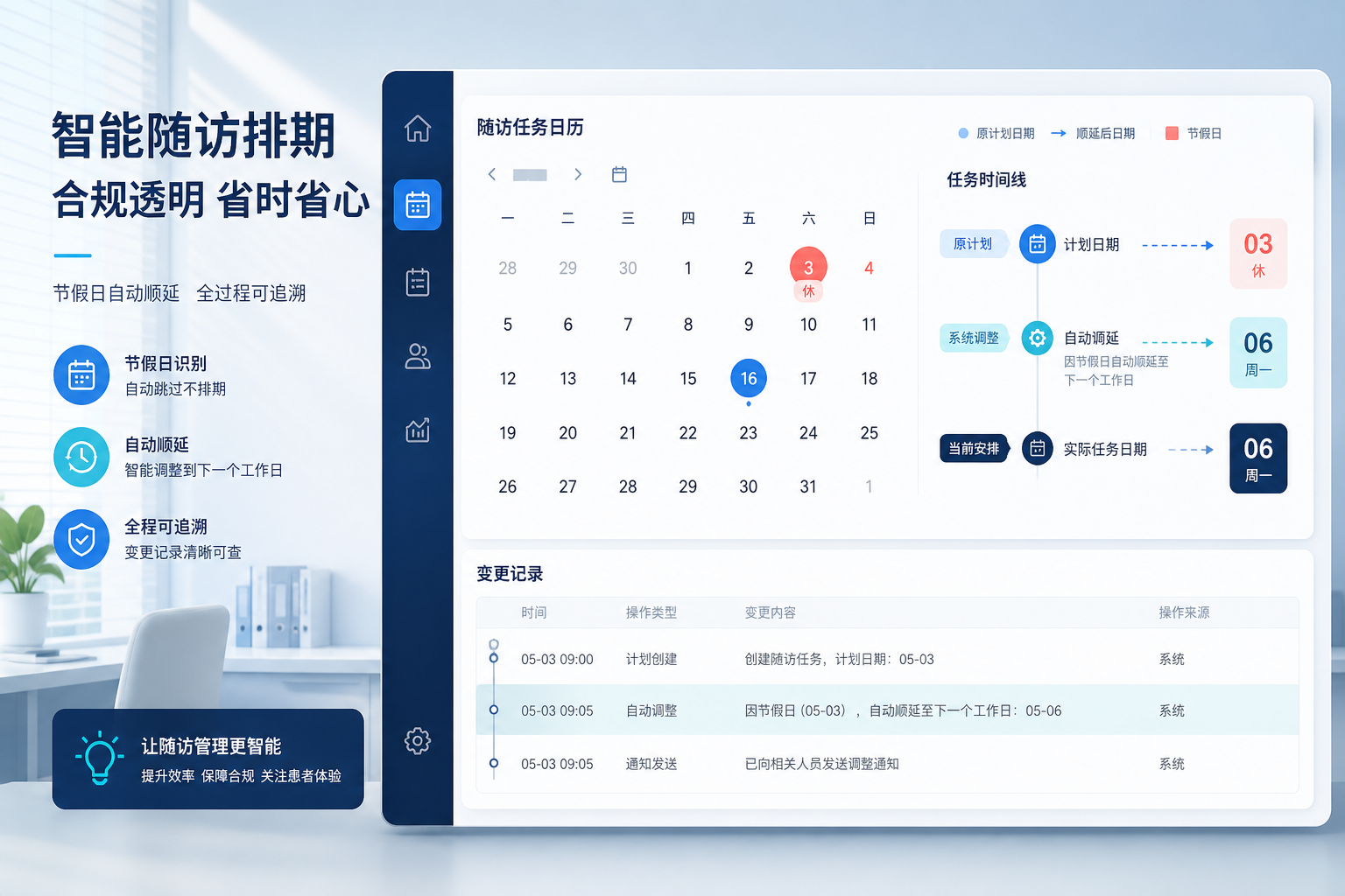 节假日顺延会改写逾期率吗？随访任务工具要做三组日历测试
